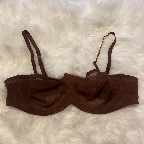 NEW SKIMS Ultra Fine Mesh Scoop Bra Underwire, Brown Mahogany Size 42A Ultrafine - Picture 6 of 14